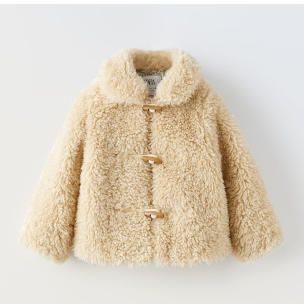 Zara Sherling Toggle Coat - Tan - Size 18-24M